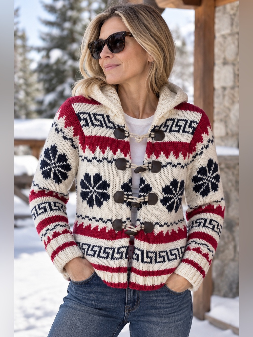Gant Nordic Merino Wool Cardigan Fair Isle Toggle Buttons Size XS Cabincore